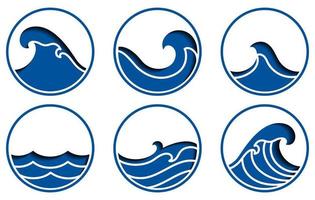 set di icone dell'onda dell'oceano vettore