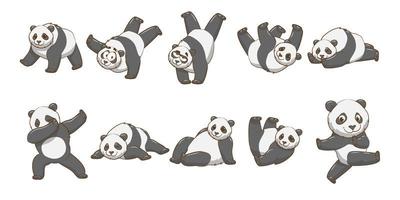 set di panda dei cartoni animati vettore
