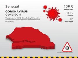 senegal mappa del paese interessato del coronavirus vettore