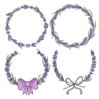 set di 4 delicati ornamenti di lavanda vettore