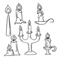 doodle set adesivo vintage candela fusa vettore
