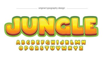 tipografia del fumetto 3d giallo e arancione con contorno verde vettore