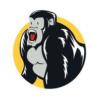 icona del logo del personaggio gorilla carino vettore
