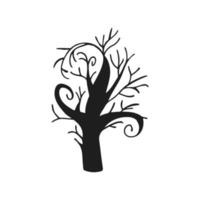 halloween 2022 - 31 ottobre. una festa tradizionale, la vigilia di tutti i santi, la vigilia di tutti i santi. Dolcetto o scherzetto. illustrazione vettoriale in stile doodle disegnato a mano. un albero spaventoso e inquietante.