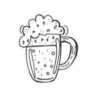 oktoberfest 2022 - festa della birra. elementi di doodle disegnati a mano. festa tradizionale tedesca. contorno nero su sfondo bianco. boccale di birra in vetro. vettore
