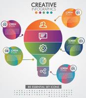 cronologia di infografica lampadine con 5 passaggi vettore
