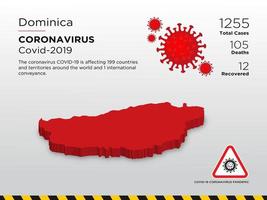 Dominica mappa del paese interessato del coronavirus vettore