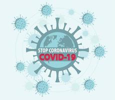 fermare il testo coronavirus covid-19 sulla terra vettore