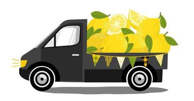 l'auto consegna limoni. raccolta dei limoni. vettore