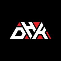 design del logo della lettera del triangolo dhk con forma triangolare. monogramma di design del logo del triangolo dhk. modello di logo vettoriale triangolo dhk con colore rosso. dhk logo triangolare logo semplice, elegante e lussuoso. dhk