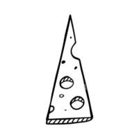 parti e fette di formaggio disegnate a mano isolate su sfondo bianco. icona di formaggio. clipart di formaggio vettoriale