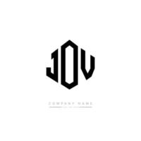 jov lettera logo design con forma poligonale. jov poligono e design del logo a forma di cubo. jov esagono logo modello vettoriale colori bianco e nero. monogramma jov, logo aziendale e immobiliare.