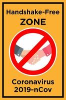 zona libera dalla stretta di mano per prevenire poster di coronavirus vettore