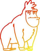 caldo gradiente di disegno a tratteggio cartone animato gorilla vettore
