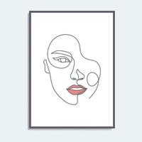 Donna Line Art Poster Bellezza Viso Wall Art Stampa Su Tela One Line Art Drawing vettore