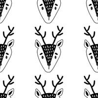 disegno scandinavo senza soluzione di continuità. sfondo vettoriale per bambini con un cervo. design per stampe, magliette e poster.