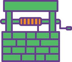la linea del pozzo d'acqua ha riempito due colori vettore