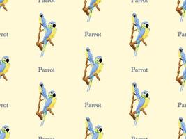 modello senza cuciture del personaggio dei cartoni animati del pappagallo su fondo giallo. stile pixel vettore