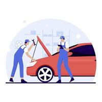 concetto di illustrazione di servizio e riparazione auto vettore