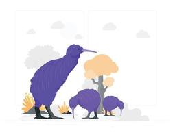 kiwi uccello animale cartone animato personaggio illustrazione vettoriale