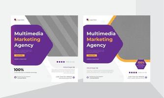 modello di progettazione di post instagram di social media dell'agenzia di marketing multimediale vettore