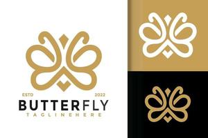 design del logo della linea della farfalla elegante di lusso, vettore dei loghi dell'identità del marchio, logo moderno, modello di illustrazione vettoriale dei disegni del logo