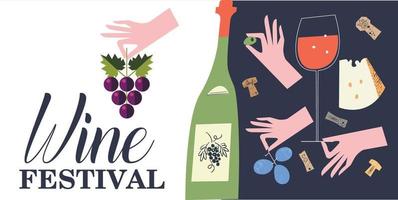 festa del vino beaujolais nouveau. illustrazione vettoriale, un insieme di elementi di design per una festa del vino. vettore