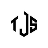 design del logo della lettera tjs con forma poligonale. tjs poligono e design del logo a forma di cubo. tjs modello di logo vettoriale esagonale colori bianco e nero. monogramma tjs, logo aziendale e immobiliare.