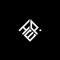 design del logo della lettera hep su sfondo nero. concetto di logo della lettera di iniziali creative hep. disegno della lettera hep. vettore