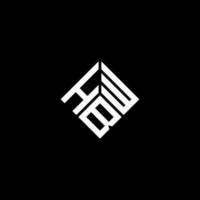 design del logo della lettera hbw su sfondo nero. hbw creative iniziali lettera logo concept. disegno della lettera hbw. vettore