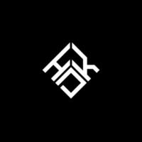 design del logo della lettera hdk su sfondo nero. concetto di logo della lettera di iniziali creative di hdk. disegno della lettera hdk. vettore