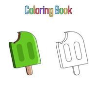 libro da colorare. gelato cartone animato per attività per bambini pagine da colorare. illustrazione vettoriale