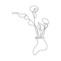 fiore astratto giglio una linea arte disegno singolare estetico minimalista vettore isolato sfondo bianco, perfetto per la stampa, decorazione della parete, custodia del telefono, camicia, adesivo, cuscino, acrilico, bordo, carta da parati