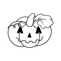 immagine monocromatica. personaggio zucca, zucca carina sorridente su halloween in stile cartone animato, illustrazione vettoriale