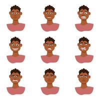 set di emoticon di ragazzo afroamericano vettore