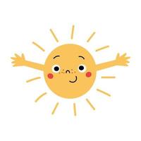 simpatico personaggio del sole dei cartoni animati per bambini. vettore