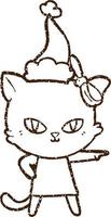 disegno a carboncino del gatto di natale vettore