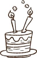 disegno a carboncino della torta di compleanno vettore