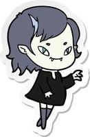 adesivo di una ragazza vampira amichevole dei cartoni animati vettore