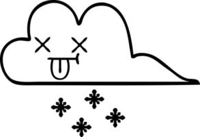 nuvola di neve del fumetto di disegno a tratteggio vettore