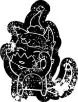 icona in difficoltà del fumetto di una volpe che indossa il cappello di Babbo Natale vettore