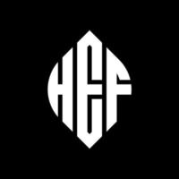 design del logo della lettera del cerchio hef con forma circolare ed ellittica. hef lettere ellittiche con stile tipografico. le tre iniziali formano un logo circolare. vettore del segno della lettera del monogramma astratto dell'emblema del cerchio hef.