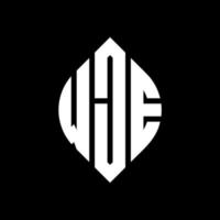 design del logo della lettera del cerchio wje con forma circolare ed ellittica. wje lettere ellittiche con stile tipografico. le tre iniziali formano un logo circolare. wje cerchio emblema astratto monogramma lettera marchio vettore. vettore