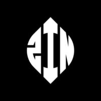 zin circle letter logo design con forma circolare ed ellittica. zin lettere ellittiche con stile tipografico. le tre iniziali formano un logo circolare. zin cerchio emblema astratto monogramma lettera marchio vettore. vettore