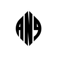 design del logo della lettera del cerchio anq con forma circolare ed ellittica. anq lettere ellittiche con stile tipografico. le tre iniziali formano un logo circolare. anq cerchio emblema astratto monogramma lettera marchio vettore. vettore