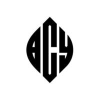 design del logo della lettera del cerchio bcy con forma circolare ed ellittica. bcy lettere ellittiche con stile tipografico. le tre iniziali formano un logo circolare. bcy cerchio emblema astratto monogramma lettera marchio vettore. vettore