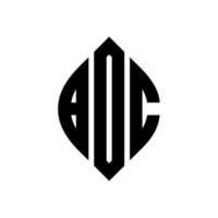 design del logo della lettera del cerchio bdc con forma circolare ed ellittica. lettere di ellisse bdc con stile tipografico. le tre iniziali formano un logo circolare. bdc cerchio emblema astratto monogramma lettera marchio vettore. vettore