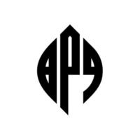 design del logo della lettera del cerchio bpq con forma circolare ed ellittica. bpq lettere ellittiche con stile tipografico. le tre iniziali formano un logo circolare. bpq cerchio emblema astratto monogramma lettera marchio vettore. vettore