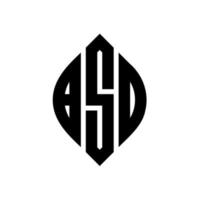 design del logo della lettera del cerchio bsd con forma circolare ed ellittica. bsd lettere ellittiche con stile tipografico. le tre iniziali formano un logo circolare. bsd cerchio emblema astratto monogramma lettera marchio vettore. vettore