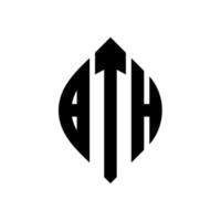 bth cerchio lettera logo design con cerchio ed ellisse. bth lettere ellittiche con stile tipografico. le tre iniziali formano un logo circolare. bth cerchio emblema astratto monogramma lettera marchio vettore. vettore